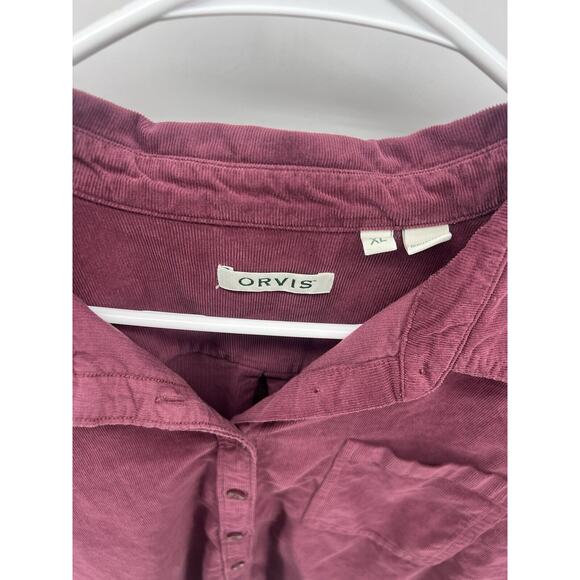 Orvis Mens Shirt Extra Large Burgundy XL Button Corduroy Top Hunting Gorp - Picture 2 of 12